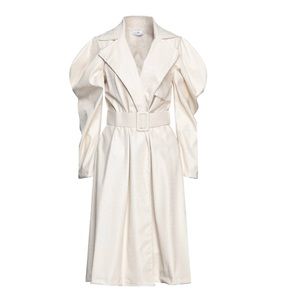 Faux Leather Single Breasted White trench w Statement Sleeve